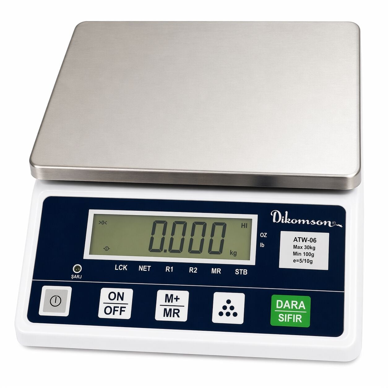 ATW-06 15 Kg. 1/2/5 Gr. Ticari Onaylı Tartım Terazisi 3 Kademeli