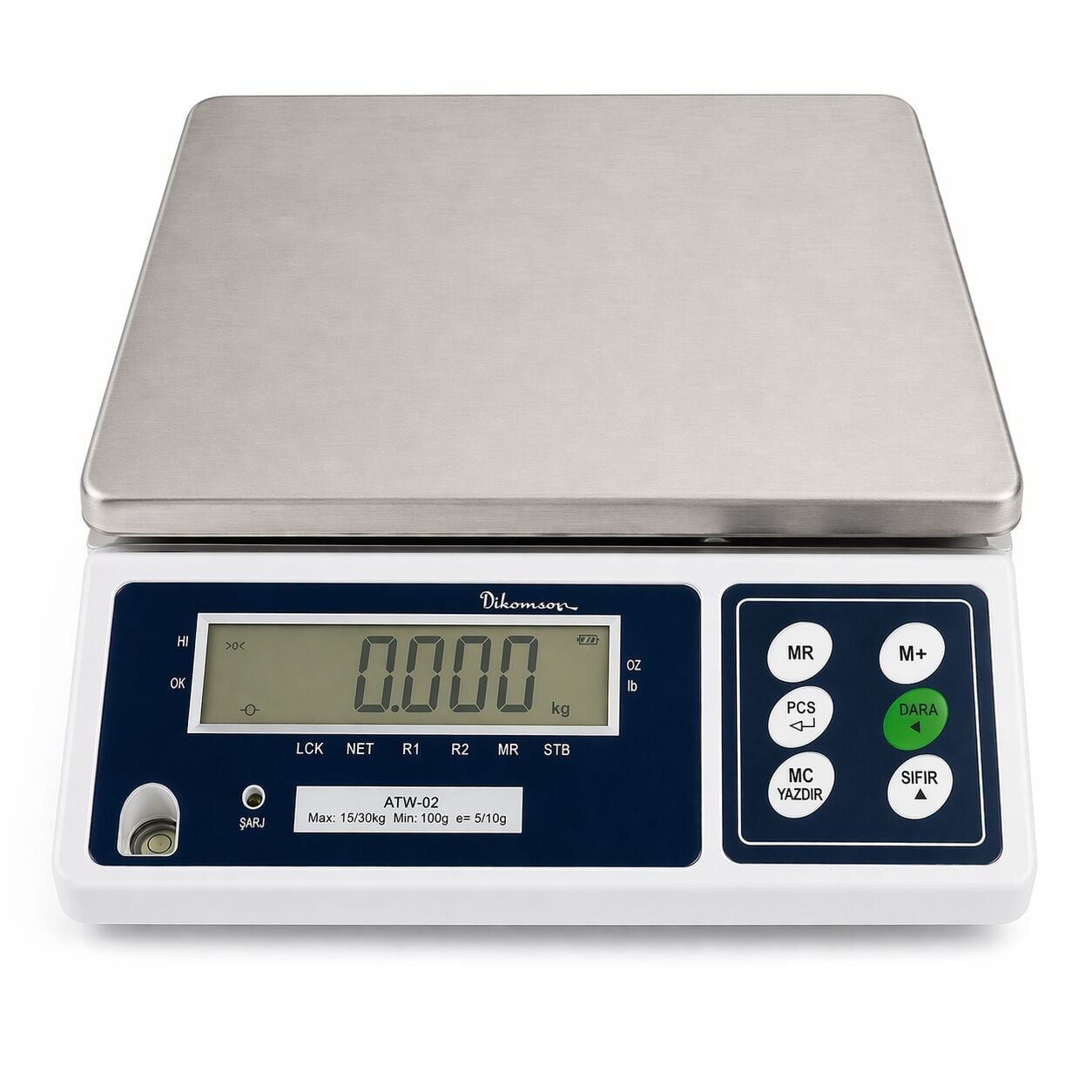 ATW-02 15 Kg. 1/2/5 Gr. Ticari Onaylı Tartım Terazisi 3 Kademeli